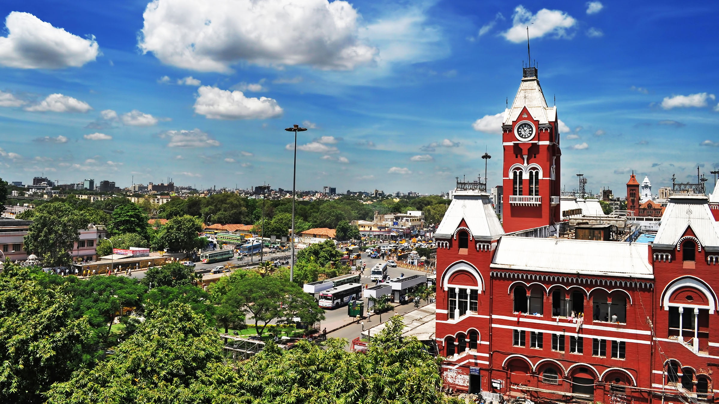 paisajes de la India los edificios de ferrocarril en Madras