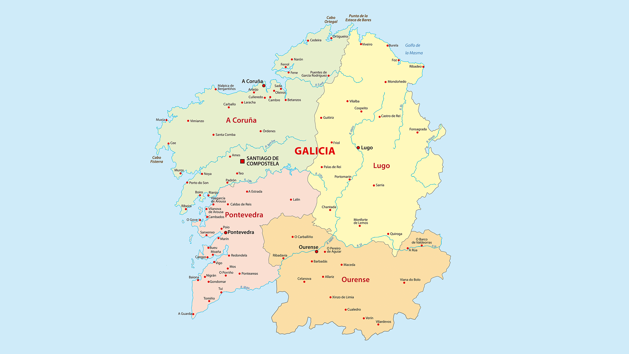 Resultado de imaxes para mapa politico de galicia
